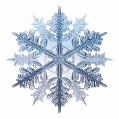Delicate Blue Snowflake Macro Shot Detailed Against Clean White Backdrop