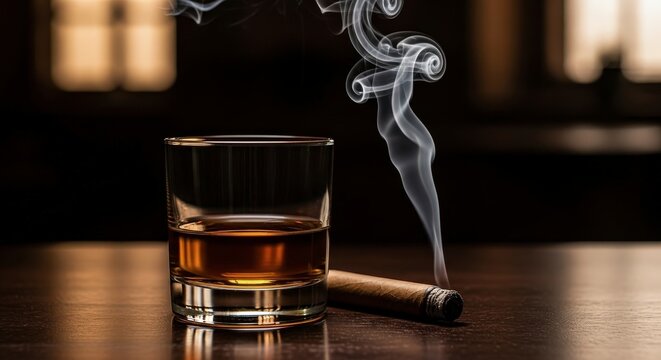 Aromatic Smoky Whiskey and Cigar Experience Relaxation