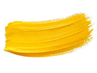 Yellow Paint Brush Stroke on Transparent Background