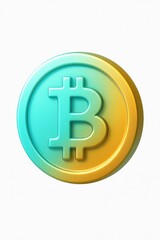 Obraz premium A vibrant gradient coin featuring a prominent 'B' symbol, on a white background.