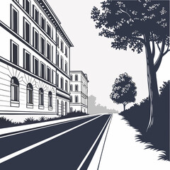 Straight asphalt street graphic vector on white background