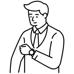 Smiling cartoon doctor in a suit and tie holding a medical chart
