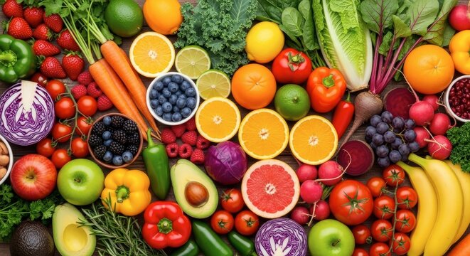A Colorful Assortment of Fresh Fruits and Vegetables for Healthy Eating