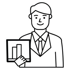 Businessman icons with briefcase and clipboard cartoon vector illustration