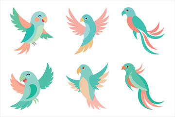 set of colorful birds
