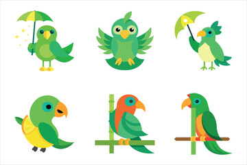 Naklejka premium set of funny parrot