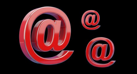 Shiny red at symbols multiple sizes email address symbol communication concept digital icon