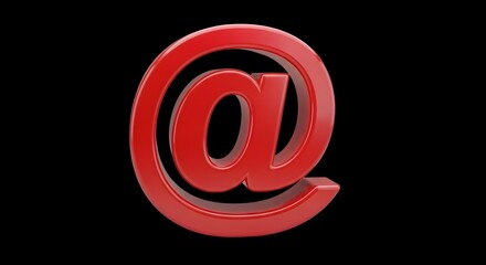 Bright red at symbol 3d rendering digital art for online communication and networking concepts