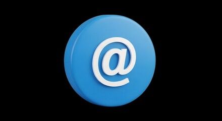 Iconic at symbol at sign in blue circle with glossy effect communication digital mail internet.