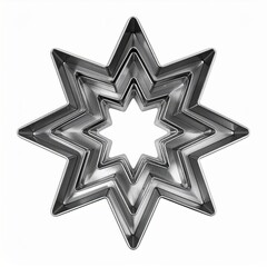 Silver Eight Point Star in Metal Isolated on White Background Illustration
