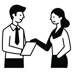 Businessman and businesswoman cartoon team illustration in office attire