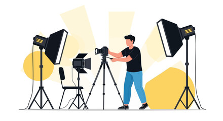 A Photographer Setting The Stage For A Professional Photography Session Illustration