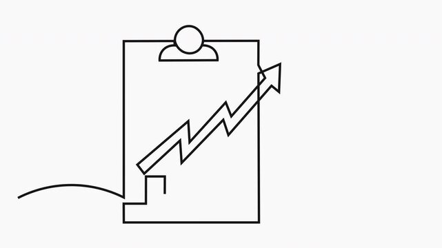 Continuous line graph drawing. Histogram up arrow animation.