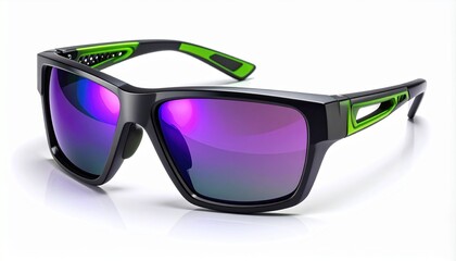 Stylish Black Sunglasses with Purple Lenses for UV Protection and Outdoor Activities