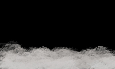 White Fog Cloud and Vapor on Black Background.