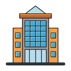 A sleek office building icon featuring a modern high-rise with windows and a minimalist design, perfect for representing business, corporate, or cityscape concepts.
