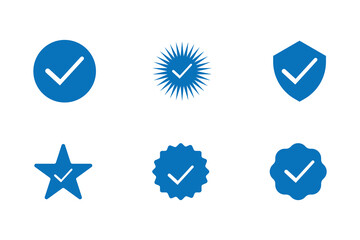 Check and tick mark icon set, verified icon set, social media check icon, vector illustration EPS 10.