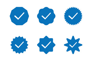 Check and tick mark icon set, verified icon set, social media check icon, vector illustration EPS 10.
