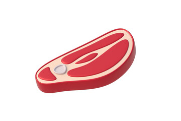 Meat steak for barbecue isolated on white background. Raw food. 3d render