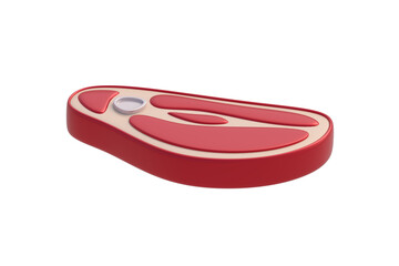 One meat steak for barbecue isolated on white background. Raw food. 3d render