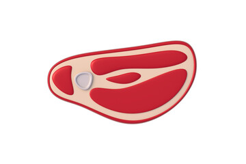 Meat steak for barbecue isolated on white background. Raw food. Top view. 3d render