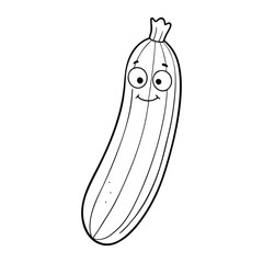 A fun zucchini coloring page featuring fresh, long green vegetables with smooth skin and leafy stems—perfect for teaching kids about healthy garden foods and vegetables.
