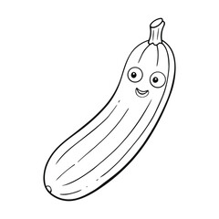 A fun zucchini coloring page featuring fresh, long green vegetables with smooth skin and leafy stems—perfect for teaching kids about healthy garden foods and vegetables.

