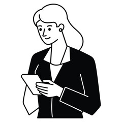 Professional businesswoman in a suit writing on a document with a pen in the office