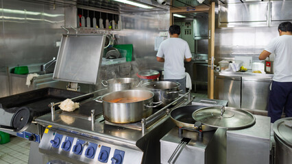 Detail of modern galley on board a ship