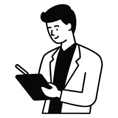 Businessman working with laptop and clipboard in office environment