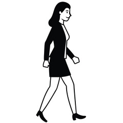 Silhouette of a fashionable woman in black dress carrying a shopping bag
