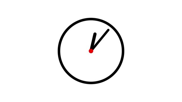 Digital clock icon watch Animated on a white background. wall clock icon, technology