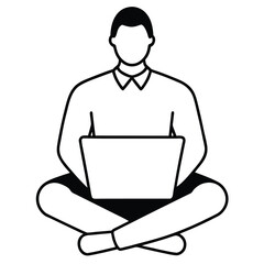 Businessman sitting with laptop working in office environment