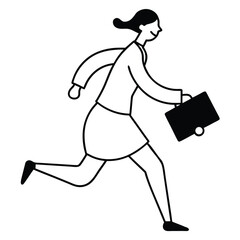 Businessman running with briefcase cartoon illustration vector drawing