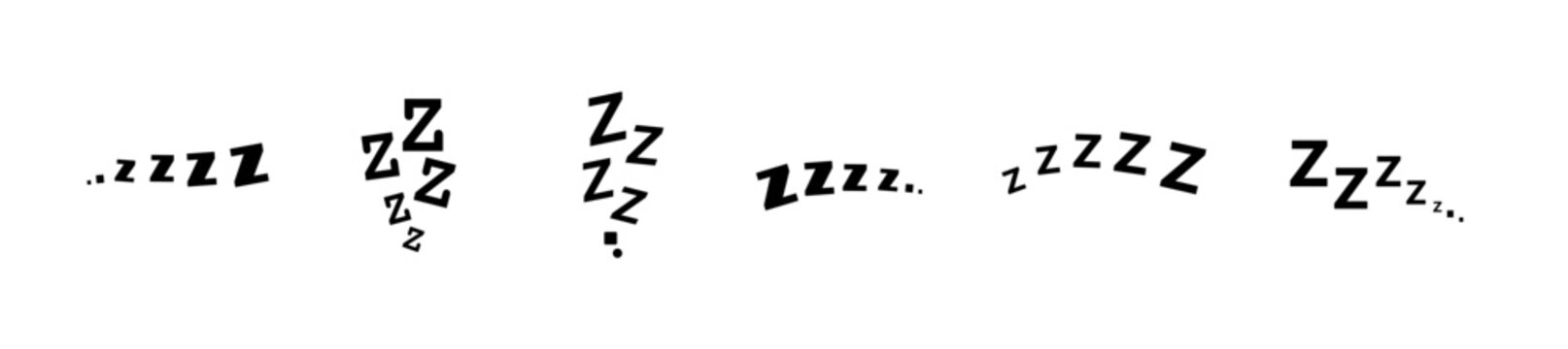 Zzz bed sleep snore icons snooze nap Z sound . Sleepy yawn or insomnia sleeper alarm clock Zzz line icons of goodnight deep sleep, bored or tired