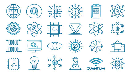 The collection of quantum computing solid icon vectors illustration