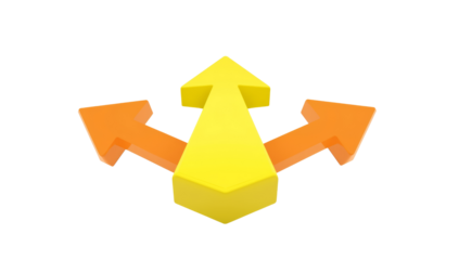 Stylized Arrows Pointing in Multiple Directions, Offering a Choice of Pathways with Isolated