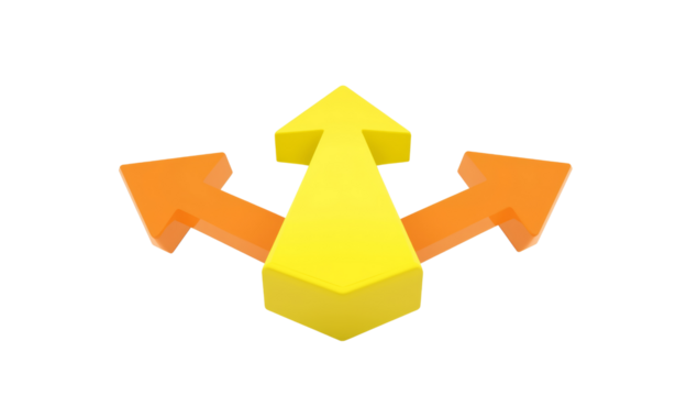 Stylized Arrows Pointing in Multiple Directions, Offering a Choice of Pathways with Isolated