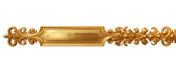 Ornamental gold filigree panel with central rectangular space for inscriptions or designs, elegant