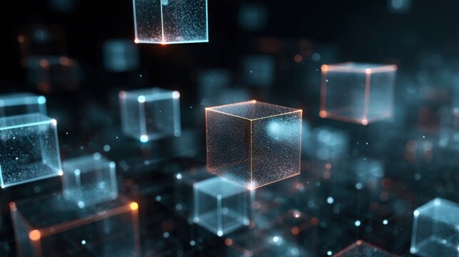 futuristic network of data cubes