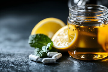 Lemon and Mint Vitamin Sports Drink Concept