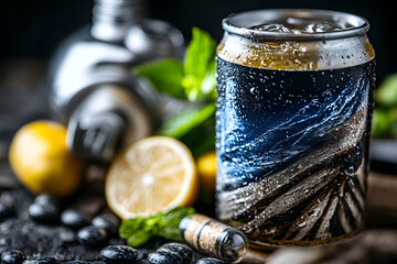 Refreshing Sports Drink Can with Oceanic Design