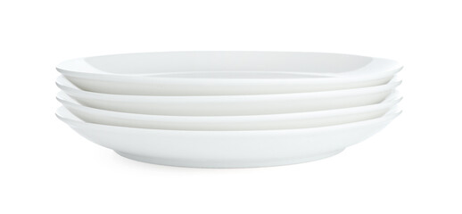 Stack of ceramic plates isolated on white