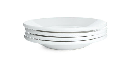 Stack of ceramic plates isolated on white