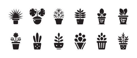 Potted plant icon, simple potted plant icon,  gardening symbol, nature icon, vector illustration EPS 10.