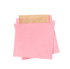 Blank paper notes with adhesive tape isolated on white