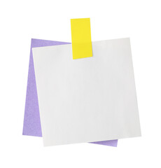 Blank paper notes with adhesive tape isolated on white