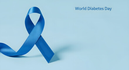 World Diabetes Day Blue Ribbon Symbolizing Awareness and Support