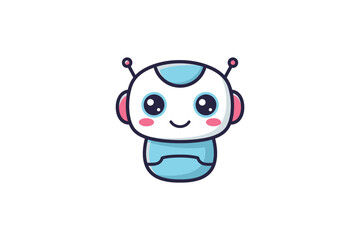 Cute Smiling Robot AI Chatbot Assistant Character Illustration