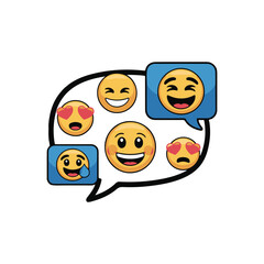 Chat Bubble with Emoji Icons Vector Illustration